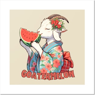 Watermelon goat Posters and Art